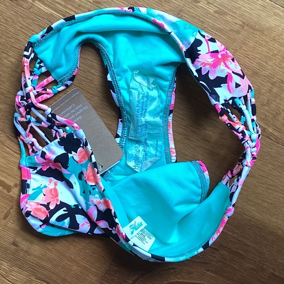HOBIE Tropical Pink/Green/Blue Floral Push-Up Bikini Set XL Top Medium Bottom - Picture 12 of 12